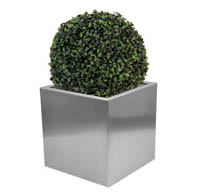 Mc-Bambus: Blumenkübel aus Edelstahl gebürstet - Blockform 30 cm - Ort: Windeck